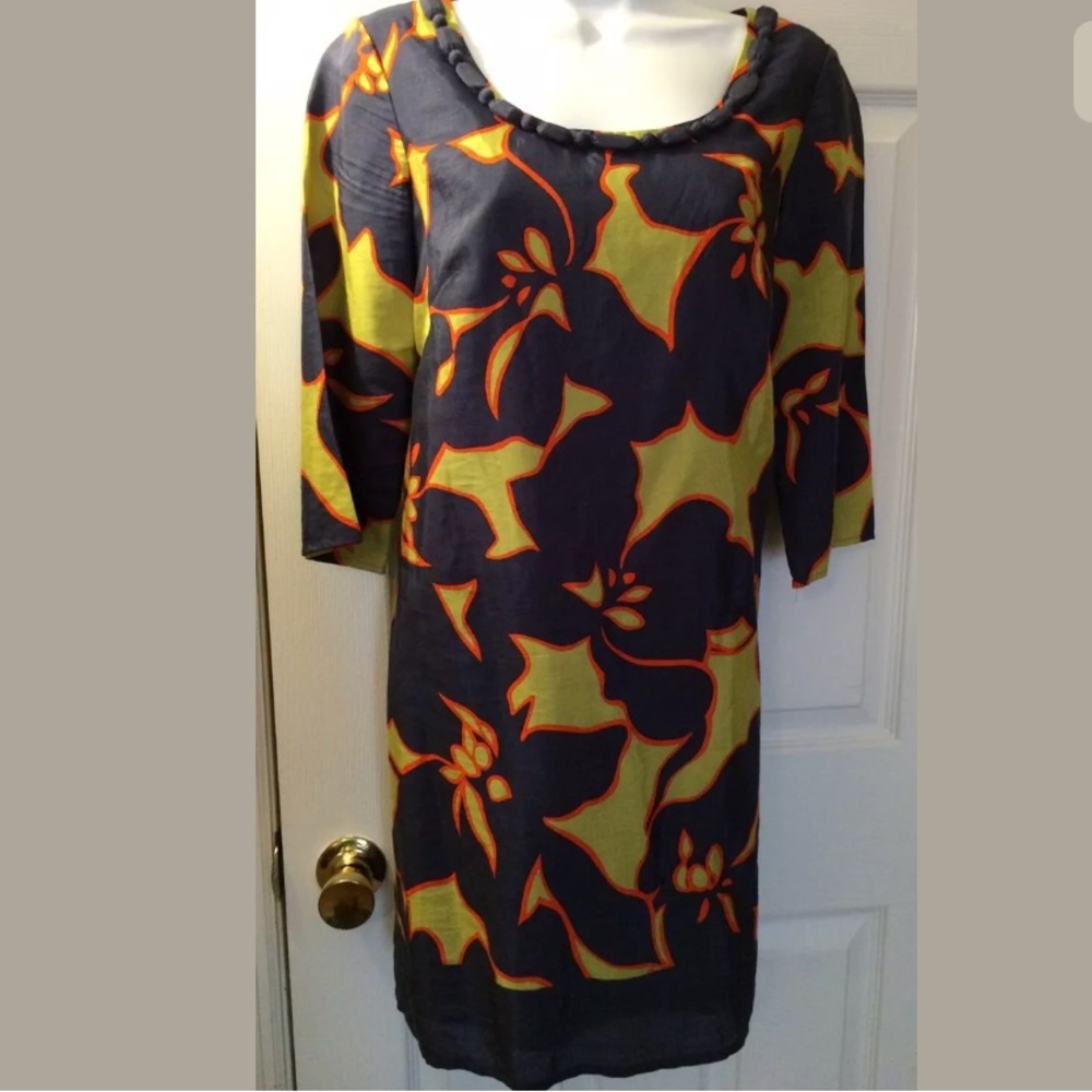 Ann Taylor LOFT Floral Shift Dress Green Blue